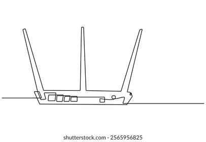 Wi-Fi router line continuous drawing vector. One line Wi-Fi router vector background