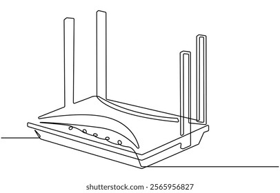 Wi-Fi router line continuous drawing vector. One line Wi-Fi router vector background