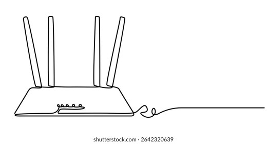 Wi-Fi router line continuous drawing vector. One line Wi-Fi router vector background, Continuous one line drawing of Wi-Fi router, Continuous outline of Wi-Fi router.