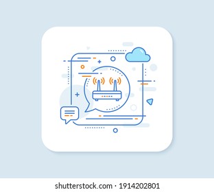 Wifi router line icon. Abstract square vector button. Computer component sign. Internet symbol. Wifi line icon. Speech bubble concept. Vector