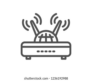 Wifi router line icon. Computer component sign. Internet symbol. Quality design flat app element. Editable stroke Wifi icon. Vector
