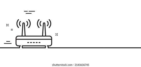 Wifi router line icon. Computer component sign. Internet symbol. Minimal line illustration background. Wifi line icon pattern banner. White web template concept. Vector
