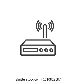 Wi-fi router line icon, outline vector sign, linear style pictogram isolated on white. Wireless modem symbol, logo illustration. Editable stroke