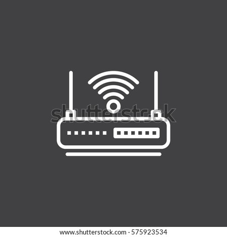 WIFI router line icon, outline vector sign, linear white pictogram isolated on gray. Internet hotspot symbol, logo illustration
