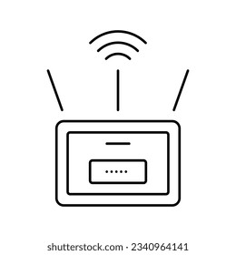 vector de icono de línea de enrutador wifi. signo de enrutador wifi. símbolo de contorno aislado ilustración negra