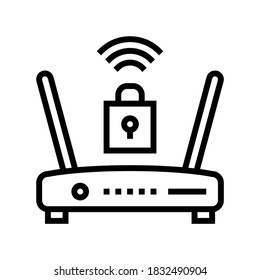 wifi router lock line icon vector. wifi router lock sign. isolated contour symbol black illustration