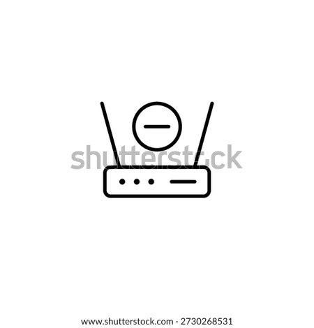 Wi-fi router and minus. Network access removed. Connection off, signal blocked. Pixel perfect, editable stroke vector icon