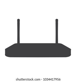 Wi-fi router, modem with antenna vector icon isolated. 