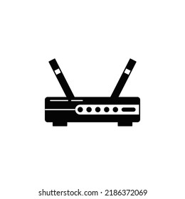 wifi router, wifi modem icon in black flat glyph, filled style isolated on white background
