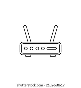 enrutador wifi, icono de módem wifi en el estilo de línea, aislado en el fondo blanco