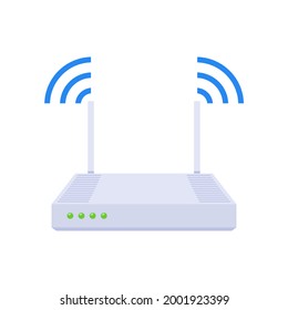 Wifi Router Modem On White Background, Flat Style Vector Illustration