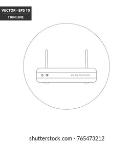 WiFi router - modem thin line flat icon. Vector Illustration.