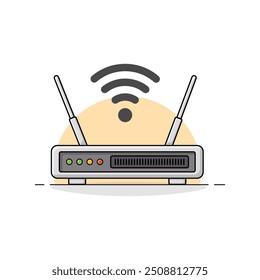 Wifi Router with Network Icon Vector Illustration. Network Service Concept Design