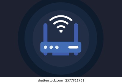 Wi-fi router network wave illustration