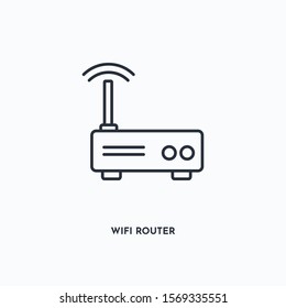 wifi router outline icon. Simple linear element illustration. Isolated line wifi router icon on white background. Thin stroke sign can be used for web, mobile and UI.