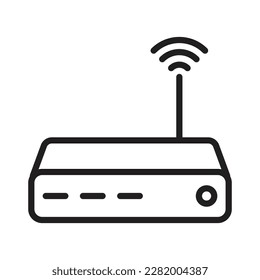 WiFi Router Outline Icons, Modem Icons, Wireless Router Connectivity, Broadband Line, Internet Connection, Access Point Vector Icons