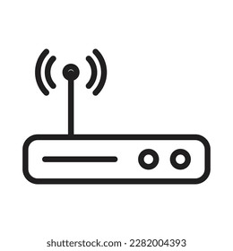 WiFi Router Outline Icons, Modem Icons, Wireless Router Connectivity, Broadband Line, Internet Connection, Access Point Vector Icons