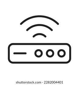 WiFi Router Outline Icons, Modem Icons, Wireless Router Connectivity, Broadband Line, Internet Connection, Access Point Vector Icons