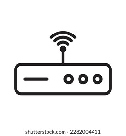WiFi Router Outline Icons, Modem Icons, Wireless Router Connectivity, Broadband Line, Internet Connection, Access Point Vector Icons