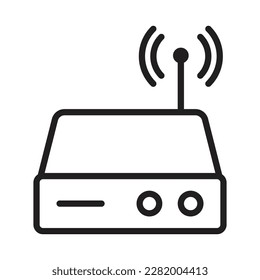WiFi Router Outline Icons, Modem Icons, Wireless Router Connectivity, Broadband Line, Internet Connection, Access Point Vector Icons