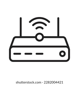 WiFi Router Outline Icons, Modem Icons, Wireless Router Connectivity, Broadband Line, Internet Connection, Access Point Vector Icons