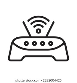 WiFi Router Outline Icons, Modem Icons, Wireless Router Connectivity, Broadband Line, Internet Connection, Access Point Vector Icons