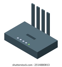 Roteador Wifi fornecendo sinal sem fio com quatro antenas visão isométrica