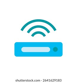  wifi router signal icon vector. Home or office network router with signal waves vector.