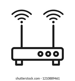 Wifi router with signal. Simple flat design. Isolate on white background.
