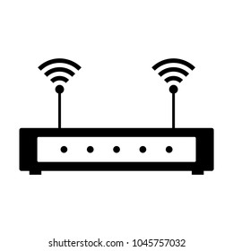 Wifi router with signal vector icon