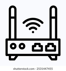 WLAN-Router, WI-FI-Router und Signal-Vektorsymbol, isoliertes lineares Vektorsymbol.