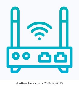 Wifi Router, WI-FI Router And Signal Vector Icon, Isolated Lineal Gradient Icon.
