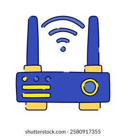 WiFi Router, A router with signal waves, representing wireless internet connectivity and home networking.