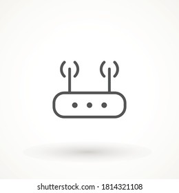 wi-fi router thin editable line icon on white background. Router wi-fi signal symbol wireless ethernet modem. Computer technology internet. Vector Illustration