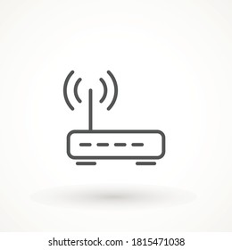 wi-fi router thin editable line icon on white background. Router wi-fi signal symbol wireless ethernet modem. Computer technology internet. Vector Illustration