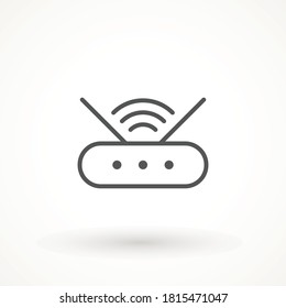 wi-fi router thin editable line icon on white background. Router wi-fi signal symbol wireless ethernet modem. Computer technology internet. Vector Illustration