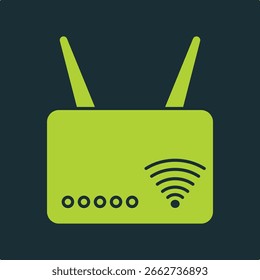 WIFI router trendy useful vector Illustration design attractive colorful green background.eps