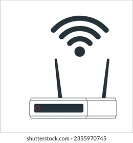 wi-fi router with two antennas and power button. Vector illustration isolated on white background. Wireless Network Router Isometric vector illustration, Isolated on white background. 2403
