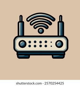 Wi-Fi router vector design illustration with signal symbol.