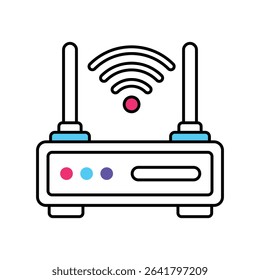Wifi Router Vector Filled outline illustration style icon. EPS 10 file