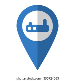 Wifi router - vector icon; blue map  pointer