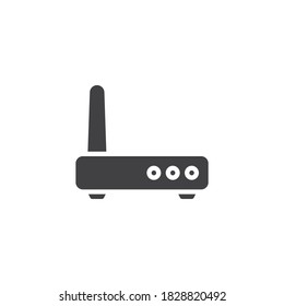 Icono vector de enrutador Wi-fi. signo plano relleno para concepto móvil y diseño web. Icono de glifo de antena de módem. Símbolo, ilustración del logotipo. Gráficos vectoriales