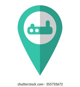 Wifi router - vector icon;  green map pointer