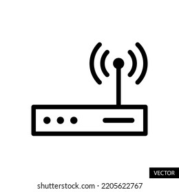 Wifi router vector icon in line style design for website design, app, UI, isolated on white background. Editable stroke. EPS 10 vector illustration.
