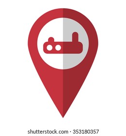 Wifi router - vector icon; red map  pointer