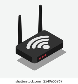 Ilustração do vetor do roteador Wi-Fi com design simples, mostrando a conectividade sem fio para acesso à Internet, ideal para tecnologia, rede e conteúdo de comunicação.