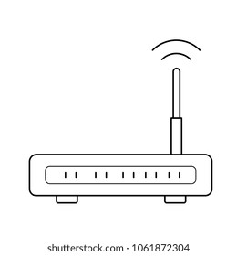 Wifi router vector line icon isolated on white background. Internet router line icon for infographic, website or app.