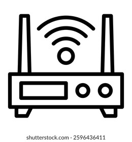 Wifi Router Vector Line Icon Design