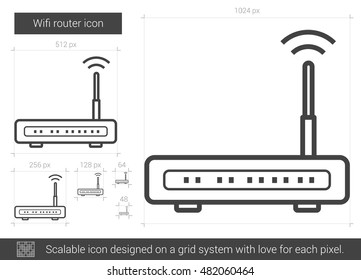 Wifi router vector line icon isolated on white background. Wifi router line icon for infographic, website or app. Scalable icon designed on a grid system.