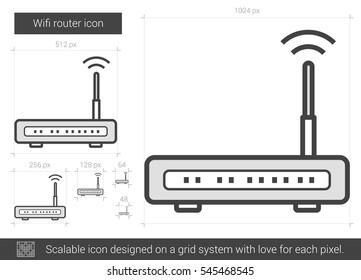 Wifi router vector line icon isolated on white background. Wifi router line icon for infographic, website or app. Scalable icon designed on a grid system.